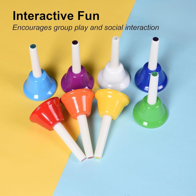 TDOCK 8 Note Hand Bells for Kids Adults, Colorful Merry Handbells Set Musical Instruments - Image 4